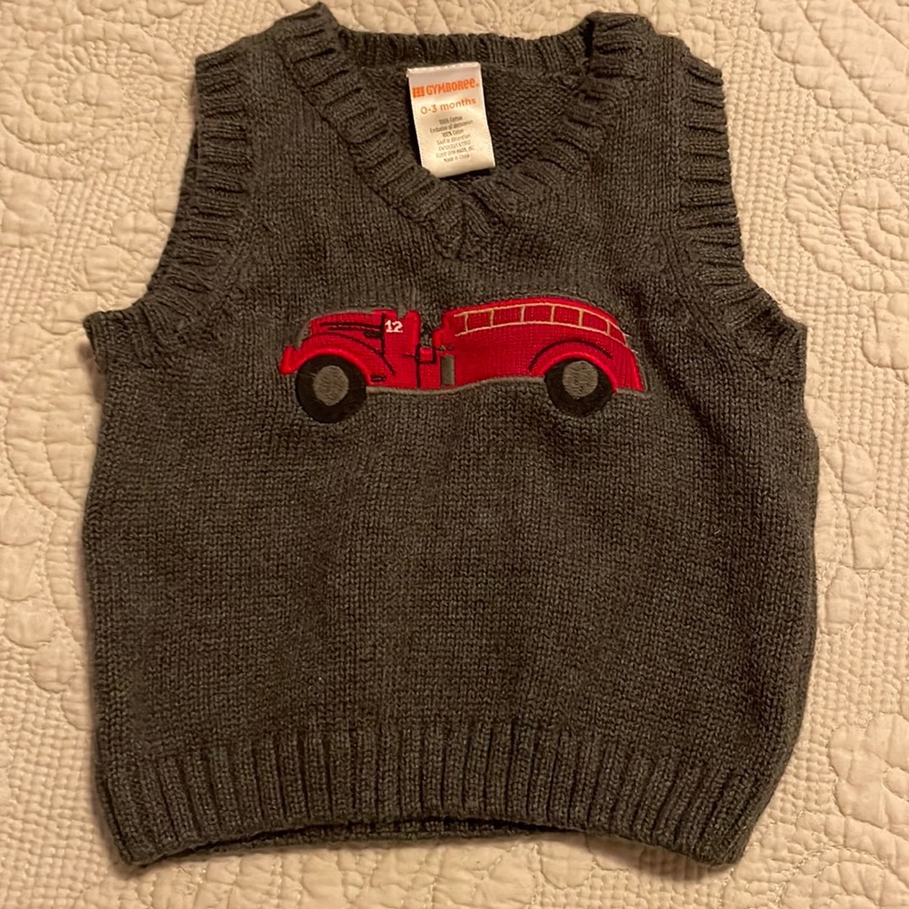 Fire truck sweater vest!